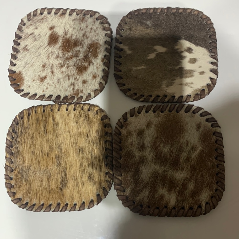 Leather hide coasters